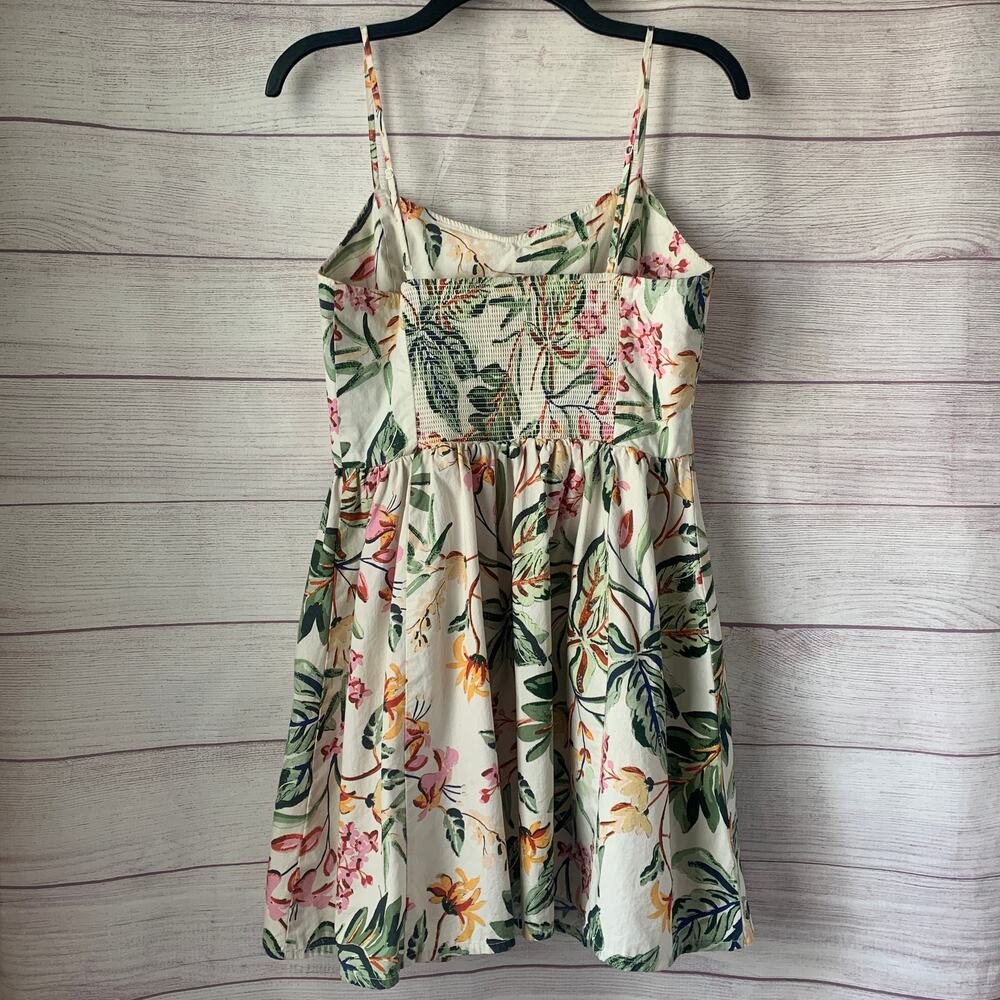 H&M White & Colorful Floral Fit & Flare Mini Dress Adjustable Straps Size Medium - Picture 4 of 11
